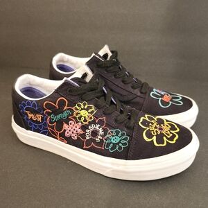 VANS 721356 CULTIVATE CARE CANVAS LOW BLACK/EMBROIDERED LACE SKATE SHOE W7.5/M6